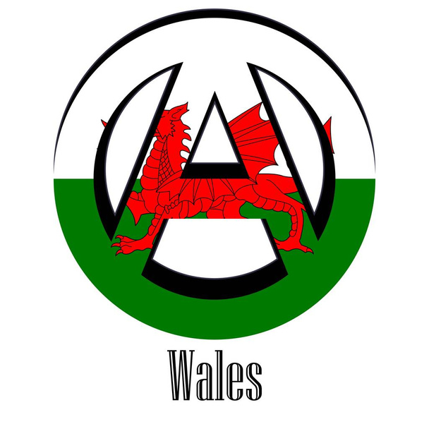 Drapeau du Pays de Galles du monde sous la forme d'un signe d'anarchie, qui représente la liberté et l'égalité des personnes
. - Vecteur, image