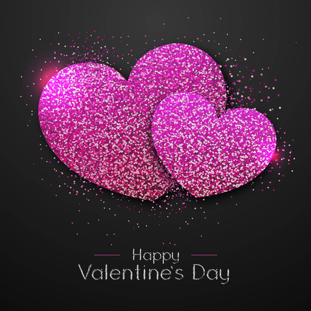 Happy valentines day background with love heart. Typgraphy greeting card design - Vector, Imagen