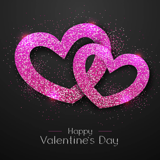 Happy valentines day background with love heart. Typgraphy greeting card design - Διάνυσμα, εικόνα