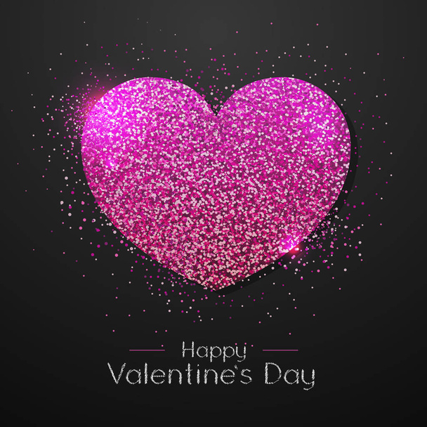 Happy valentines day background with love heart. Typgraphy greeting card design - Vector, afbeelding