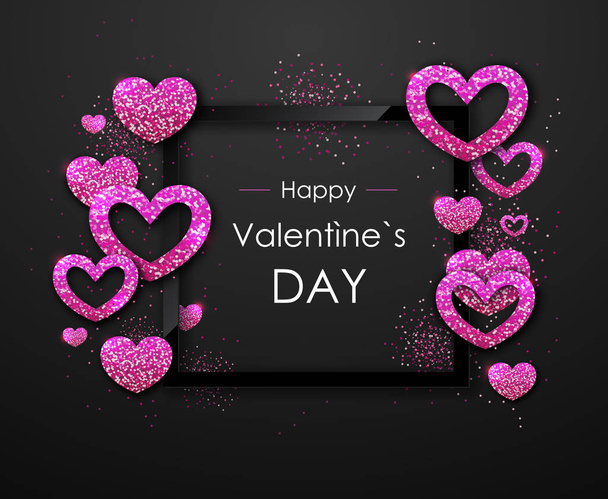 Happy valentines day background with love heart. Typgraphy greeting card design - Вектор,изображение