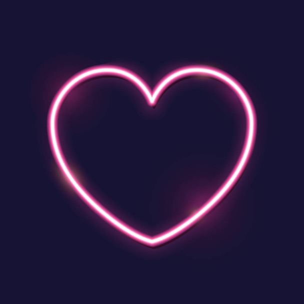 Pink bright neon vector heart, neon sign. Isolated design element for Valentine's day. - Vetor, Imagem