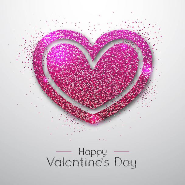 Happy valentines day background with love heart. Typgraphy greeting card design - Vektör, Görsel