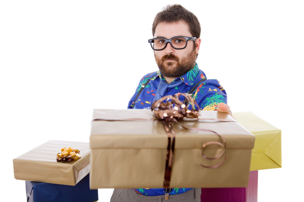 Happy silly salesman with some boxes - Valokuva, kuva
