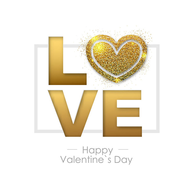 Happy valentines day background with love heart. Typgraphy greeting card design - Vektor, kép
