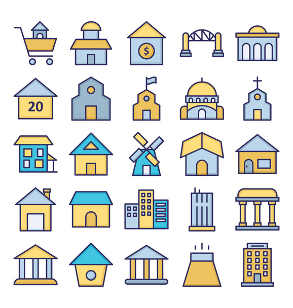 Building Isolated Vector Icons set that can be easily modified or edit.  - Vector, Image