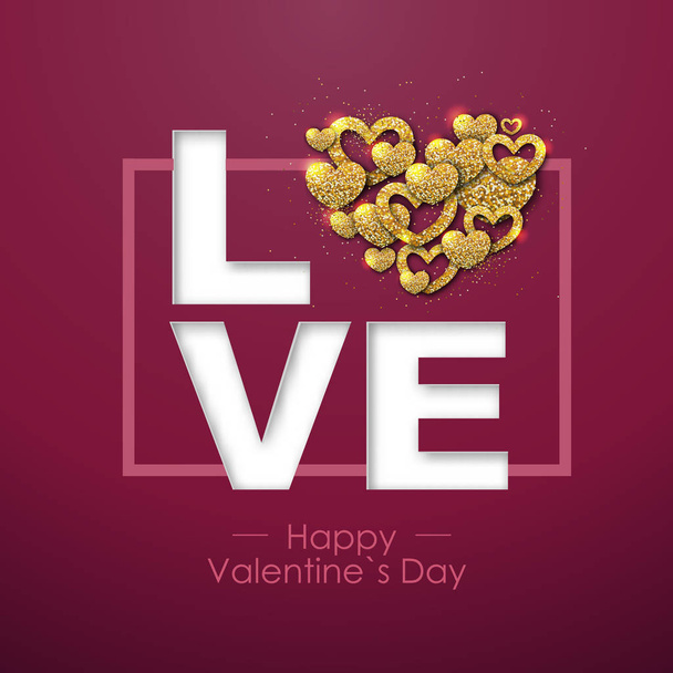 С днем святого Валентина, с любовью и сердцем. Дизайн поздравительных открыток
 - Вектор,изображение