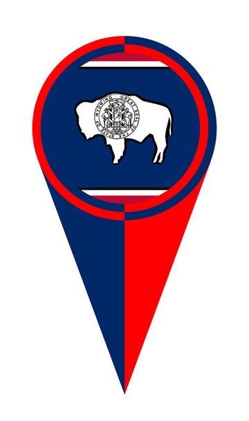 Wyoming mapa puntero pin icono ubicación bandera marcador - Vector, imagen