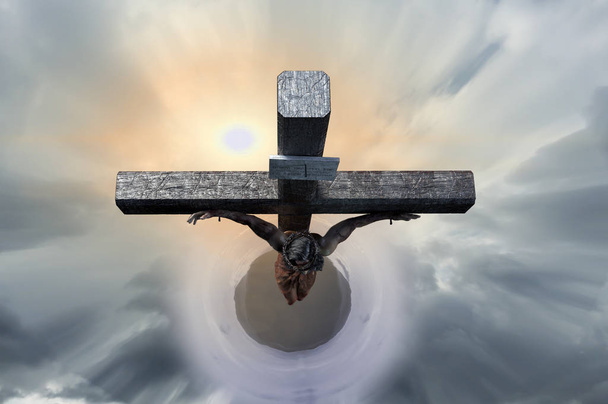Jesus Christ on the cross, 3d render - Photo, Image