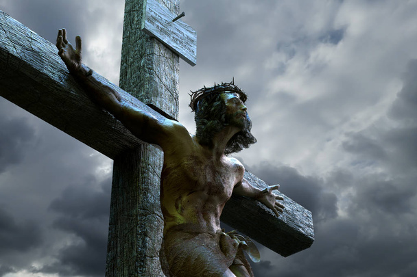 Jesus Christus am Kreuz, 3D-Darstellung - Foto, Bild