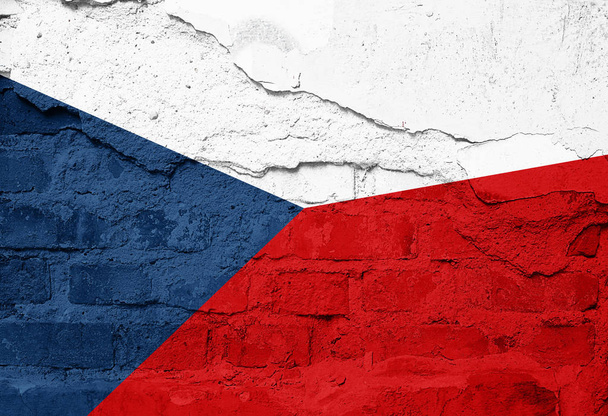   Czech Republic   flag painted on old wall texture - 3D illustration - Zdjęcie, obraz