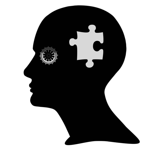 human head with gear, puzzle - Photo, Image