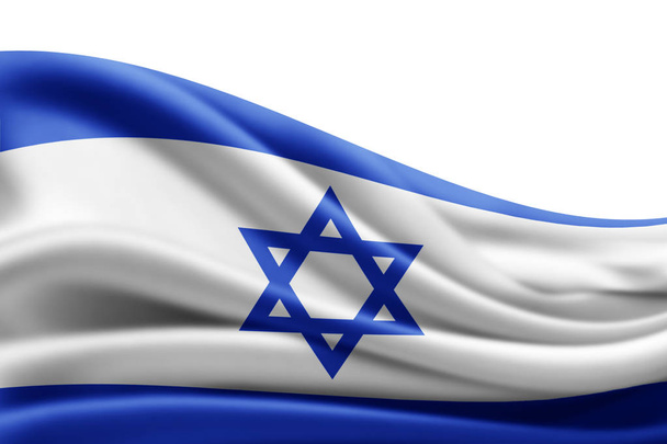 Másol a szöveg - 3d illusztráció hely Izrael zászlaja     - Fotó, kép