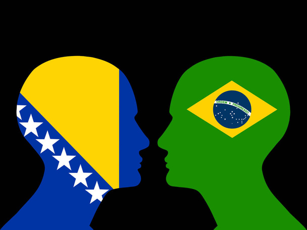  голови людини з Бразилією прапором і Боснією - Фото, зображення