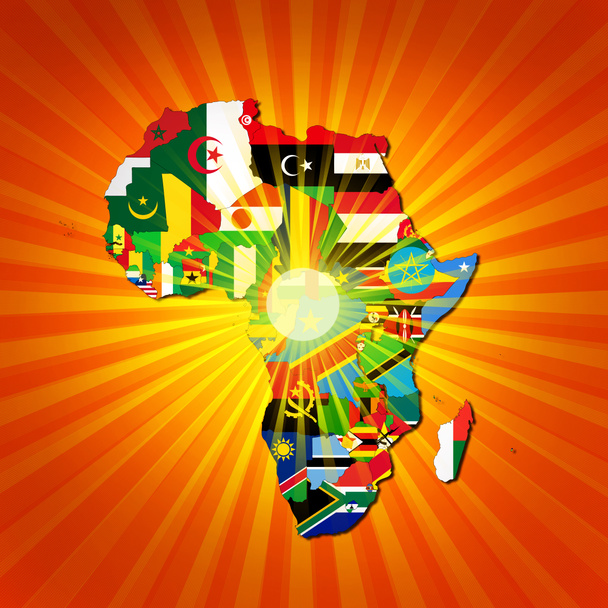 Αφρικανική ήπειρος από σημαίες, εικονογράφηση  - Φωτογραφία, εικόνα
