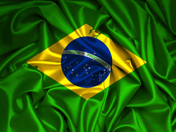 бразильський прапор і абстрактний фон - 3D ілюстрація
     - Фото, зображення