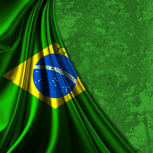 テキストや画像の copyspace とシルクのブラジル国旗 - 写真・画像