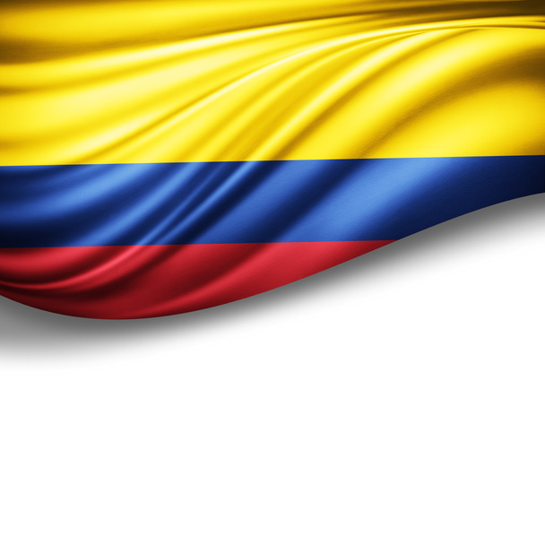 Σημαία της Κολομβίας με αντίγραφο χώρο για το κείμενο σε λευκό φόντο - 3d απεικόνιση    - Φωτογραφία, εικόνα