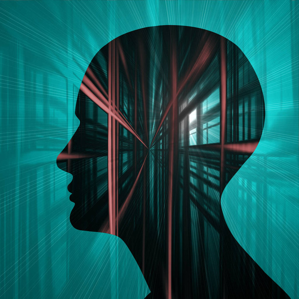  menschlicher Kopf, Hintergrund - 3D-Illustration - Foto, Bild
