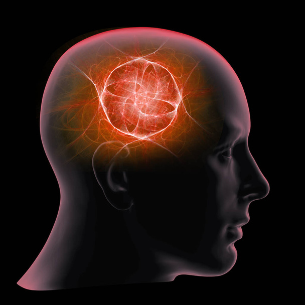  emberi fej, absztrakt háttér - 3D-s illusztráció - Fotó, kép