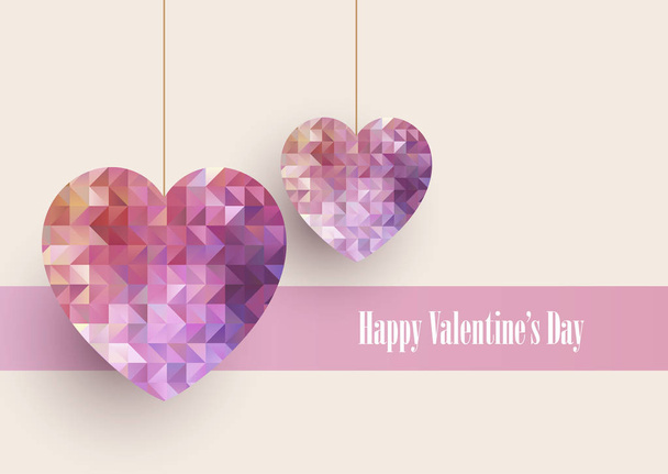 Fondo del Día de San Valentín con bajo diseño de corazones de poli
 - Vector, imagen