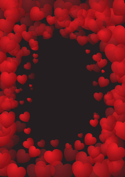 Valentine's Day background with frame of hearts - Vector, imagen
