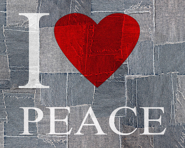 Me encanta la paz fuente corazón y tela fondo
 - Foto, imagen