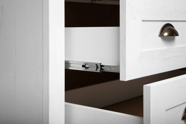 White chest of drawers, closeup. Furniture for wardrobe room - Foto, Bild