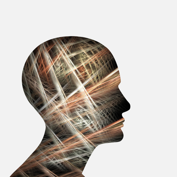  menselijk hoofd, achtergrond - 3d illustratie - Foto, afbeelding