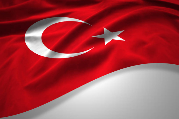 Drapeau de la Turquie avec espace de copie pour votre texte sur fond blanc - illustration 3D
     - Photo, image