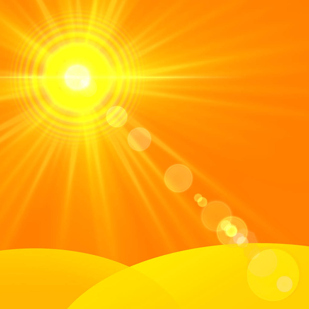 sun with  rays abstract background - Illustration - Foto, Imagen