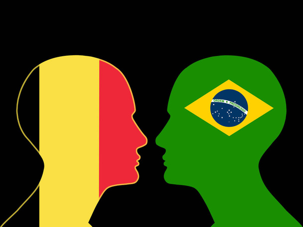  глави людини з Бразилією прапор і Бельгію - Фото, зображення