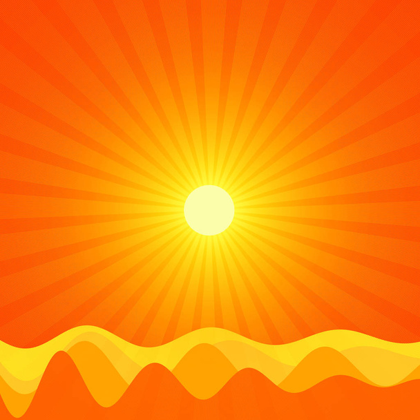 太陽と太陽光線の抽象的な背景 - イラスト - 写真・画像