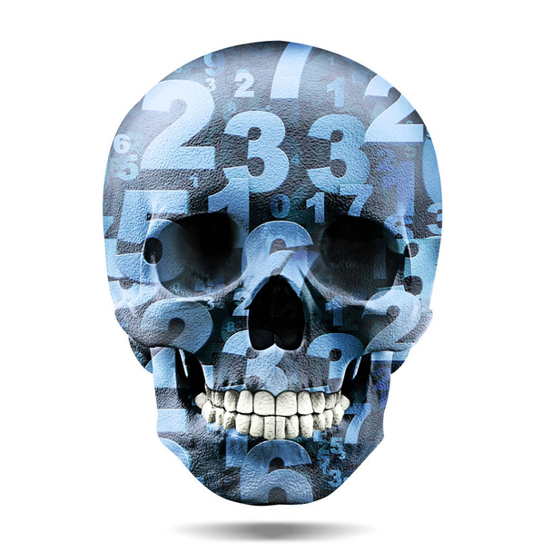  cráneo humano de color con números, decoración - Ilustración
 - Foto, imagen