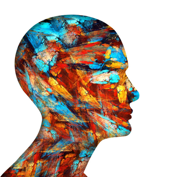  tête humaine, fond - illustration 3D
 - Photo, image