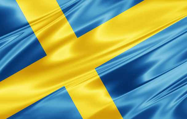 Flag of   Sweden  with copy space for your text  - 3D illustration     - Фото, изображение
