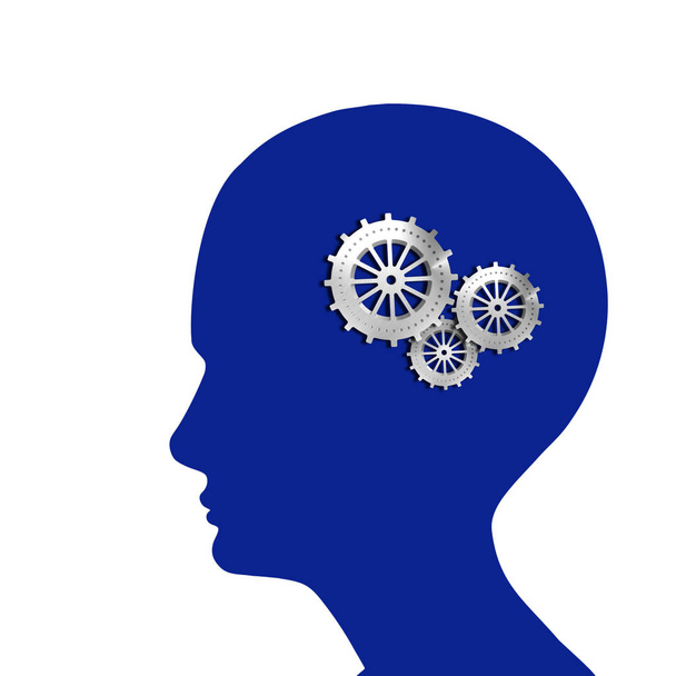  человеческая голова с шестернями, абстрактный фон - 3D иллюстрация
 - Фото, изображение