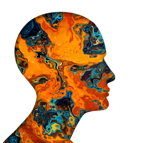  ανθρώπινο κεφάλι, φόντο - 3d απεικόνιση - Φωτογραφία, εικόνα