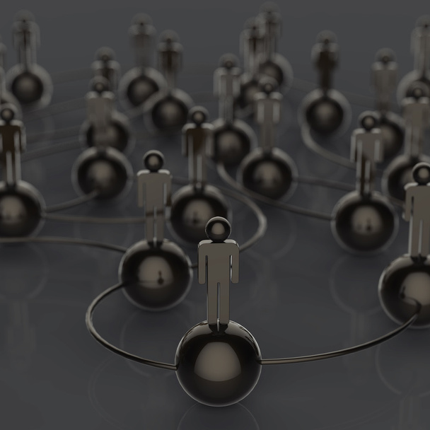 3D-roestvrij menselijke sociale netwerk en leiderschap als concept - Foto, afbeelding
