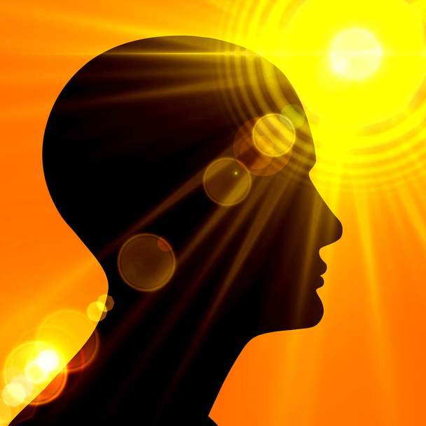 Concept religieux. Tête humaine avec soleil. Illustration
 - Photo, image