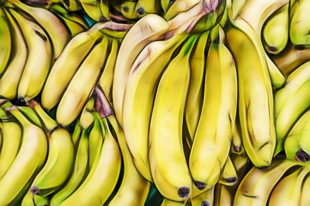 close up bananas in bulk in greengrocer - Photo, Image