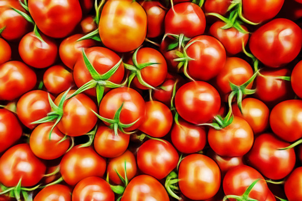 Detailní záběr cherry rajčata v greeengrocer - Fotografie, Obrázek