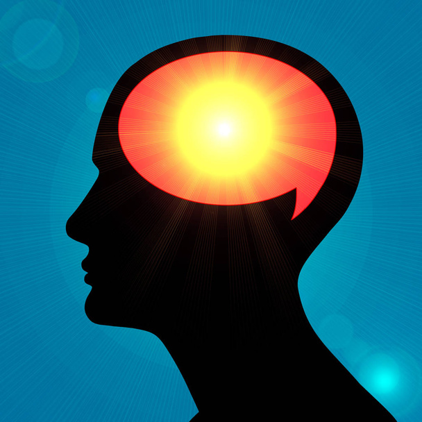 Religious concept. Human head with sun.  Illustration - Photo, Image