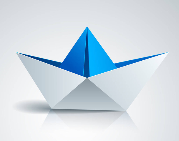 Origami paper folded toy ship, 3d realistic vector illustration. - Vektor, obrázek