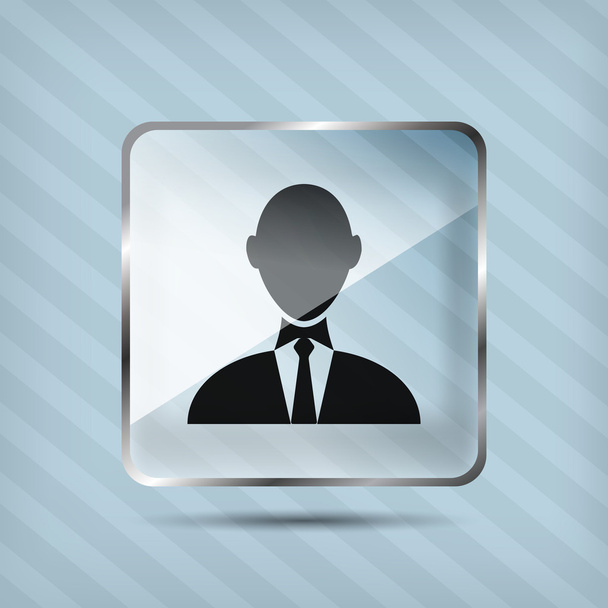 glass businessman icon on the striped background - Vecteur, image