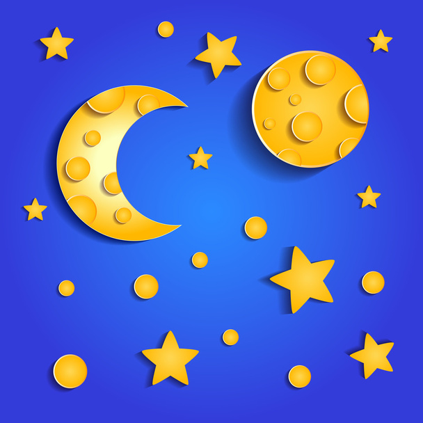 moon and stars - Vector, Image