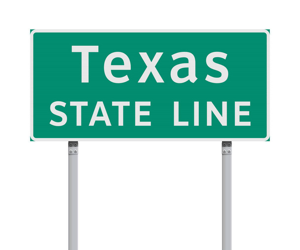 Vector illustration of the Texas State Line green road sign - Wektor, obraz