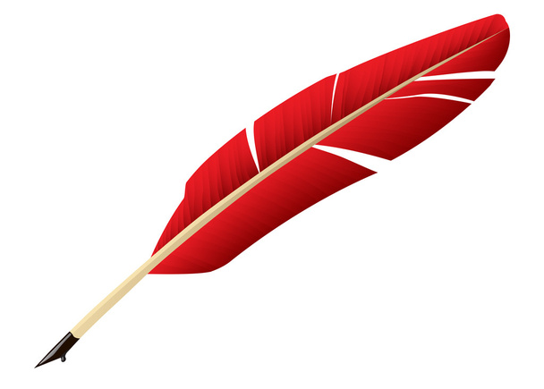 Red Feather pen - Vector, Image