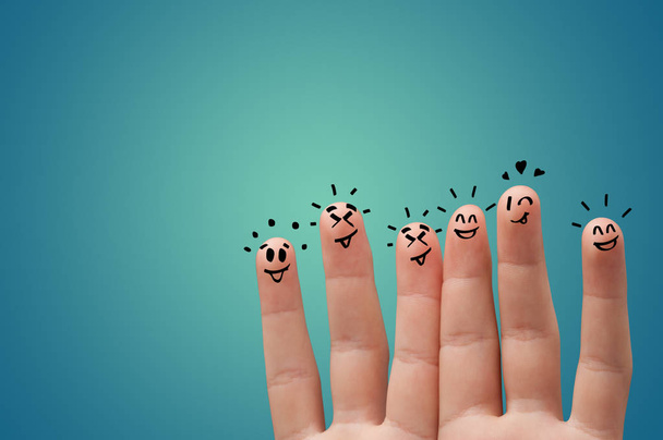 Happy fingers with brainstorming concept - Foto, afbeelding
