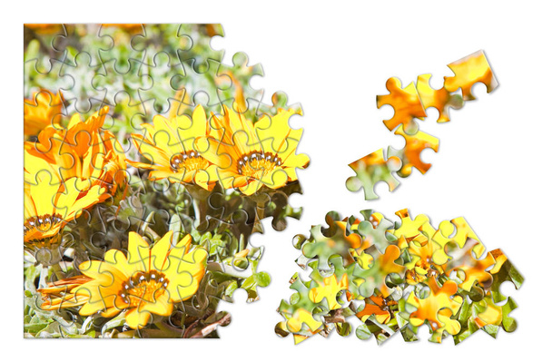 Wiosna koncepcja w kształcie puzzle - Zdjęcie, obraz